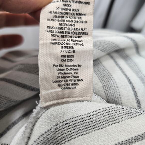 Free People White Gray Stripe Pull-on Wide Leg Pants Size Medium - Picture 7 of 8